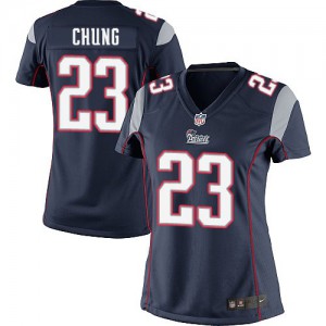 Femmes Nike New England Patriots # 23 Patrick Chung Élite bleu marine équipe NFL Maillot Magasin de couleur