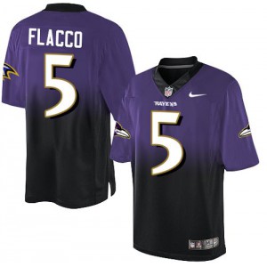 Hommes Nike Baltimore Ravens # 5 Joe Flacco Élite violet/noir Fadeaway NFL Maillot Magasin