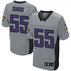 Hommes Nike Baltimore Ravens # 55 Terrell Suggs élite gris ombre NFL Maillot Magasin