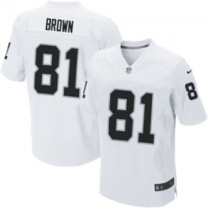 Hommes Nike Oakland Raiders # 81 Tim Brown Élite blanc NFL Maillot Magasin