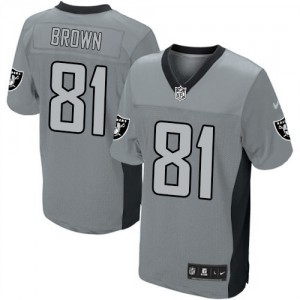 Hommes Nike Las Vegas Raiders # 81 Tim Brown élite gris ombre NFL Maillot Magasin