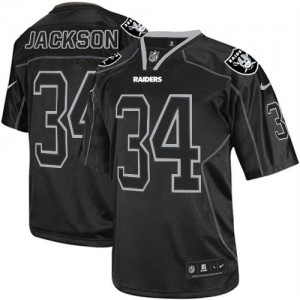 Hommes Nike Las Vegas Raiders # 34 Bo Jackson Élite Lights Out noir NFL Maillot Magasin