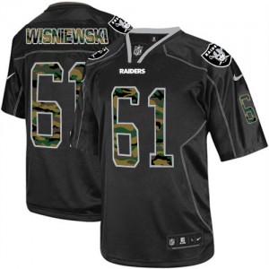 Hommes Nike Las Vegas Raiders # 61 Stefen Wisniewski Élite noire Camo Fashion NFL Maillot Magasin