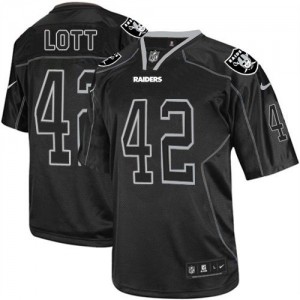 Hommes Nike Las Vegas Raiders # 42 Ronnie Lott Élite Lights Out noir NFL Maillot Magasin