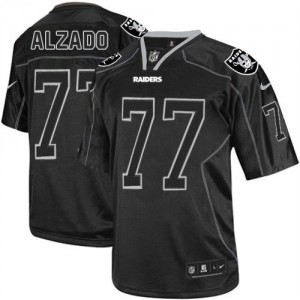 Hommes Nike Las Vegas Raiders # 77 Lyle Alzado Élite Lights Out noir NFL Maillot Magasin