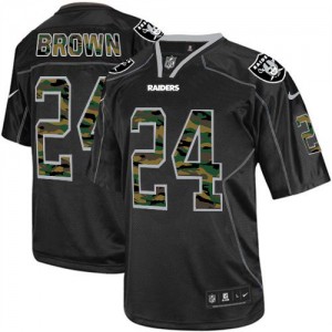 Hommes Nike Las Vegas Raiders # 24 Willie Brown Élite noire Camo Fashion NFL Maillot Magasin