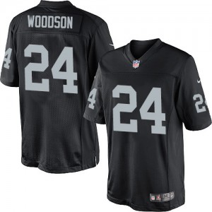 Couleur NFL maillot de l'équipe jeunesse Nike Oakland Raiders # 24 Charles Woodson Élite noir