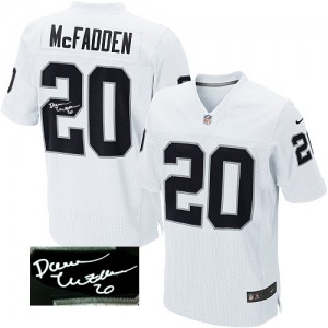 Hommes Nike Las Vegas Raiders # 20 Darren McFadden Élite blanc dédicacée NFL Maillot Magasin