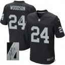 Men Nike Oakland Raiders &24 Charles Woodson Elite Black Team Color Autographed NFL Jersey
