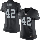 Women Nike Oakland Raiders &42 Ronnie Lott Elite Black Team Color NFL Jersey