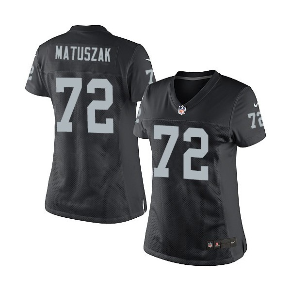 Femmes Nike Las Vegas Raiders 72 John Matuszak Élite Noir couleur NFL maillot de Team