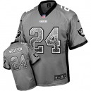 Men Nike Oakland Raiders &24 Charles Woodson Elite Grey Drift Fashion NFL Jersey