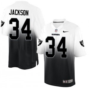Hommes Nike Las Vegas Raiders # 34 Bo Jackson Élite blanc/noir Fadeaway NFL Maillot Magasin