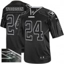 Men Nike Oakland Raiders &24 Charles Woodson Elite Lights Out Black Autographed NFL Jersey