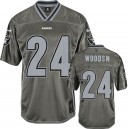 Men Nike Oakland Raiders &24 Charles Woodson Elite Grey Vapor NFL Jersey