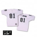 Mitchell and Ness Oakland Raiders &81 Tim Brown White Authentic Throwback Autographed NFL Jersey