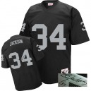 Mitchell and Ness Oakland Raiders &34 Bo Jackson Black Team Color Authentic Throwback Autographed NFL Jersey