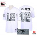 Mitchell and Ness Oakland Raiders &12 Kenny Stabler White with Silver No. Authentic Throwback Autographed NFL Jersey