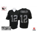 Mitchell and Ness Oakland Raiders &12 Kenny Stabler Black Team Color Authentic Throwback Autographed NFL Jersey
