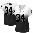 Women Nike Oakland Raiders &34 Bo Jackson Elite White/Black Fadeaway NFL Jersey