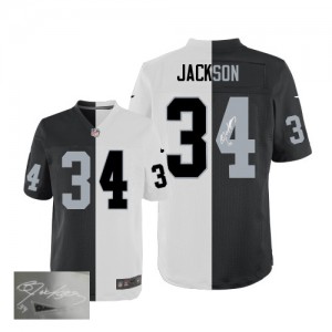 Hommes Nike Las Vegas Raiders # 34 Bo Jackson Élite Team/route deux ton dédicacée NFL Maillot Magasin