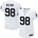 Women Nike Oakland Raiders &98 C.J. Wilson Elite White NFL Jersey