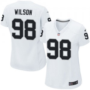 Femmes Nike Las Vegas Raiders # 98 Élite C.J. Wilson NFL maillot de blanc