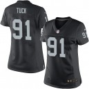 Women Nike Oakland Raiders &91 Justin Tuck Elite Black Team Color NFL Jersey