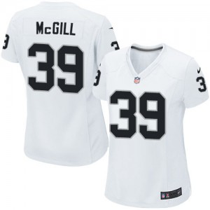 Femmes Nike Las Vegas Raiders # 39 Keith McGill Élite blanc NFL Maillot Magasin