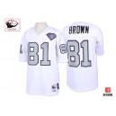 Mitchell And Ness Oakland Raiders &81 Tim Brown 1994 White Silver No. with 75TH Patch Authentic NFL Jersey