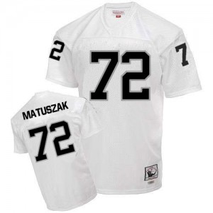 Mitchell et Ness Las Vegas Raiders # 72 John Matuszak blanc authentique Throwback NFL Maillot Magasin Mitchell et Ness Las Vegas Raiders # 72 John Matuszak blanc authentique Throwback NFL Maillot Magasin