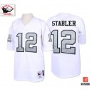 Mitchell and Ness Oakland Raiders &12 Kenny Stabler White with Silver No. Authentic NFL Throwback Jersey