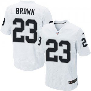Hommes Nike Las Vegas Raiders # 23 Max Brown Élite blanc NFL Maillot Magasin