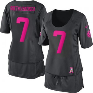 Femmes Nike Pittsburgh Steelers # 7 Ben Roethlisberger Élite gris foncé Breast Cancer Awareness NFL Maillot Magasin