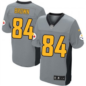 Hommes Nike Pittsburgh Steelers # 84 Antonio brun Élite gris ombre NFL Maillot Magasin