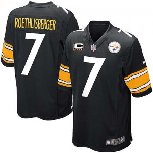 Couleur C Patch NFL maillot de l'équipe jeunesse Nike Pittsburgh Steelers # 7 Ben Roethlisberger Élite noir