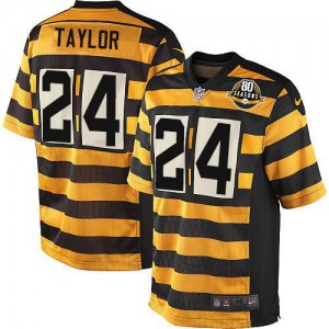 Jeunesse Nike Pittsburgh Steelers # 24 Ike Taylor Élite jaune/noir alternent 80e anniversaire Throwback NFL Maillot Magasin