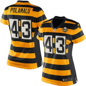 Femmes Nike Pittsburgh Steelers # 43 Troy Polamalu Élite jaune/noir alternent 80e anniversaire Throwback NFL Maillot Magasin Femmes Nike Pittsburgh Steelers # 43 Troy Polamalu Élite jaune/noir alternent 80e anniversaire Throwback NFL Maillot Magasin