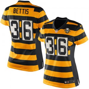 Femmes Nike Pittsburgh Steelers # 36 Jerome Bettis Élite jaune/noir alternent 80e anniversaire Throwback NFL Maillot Magasin