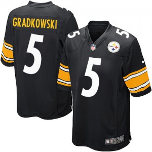 Couleur NFL maillot de l'équipe jeunesse Nike Pittsburgh Steelers # 5 Bruce Gradkowski Élite noir Couleur NFL maillot de l'équipe jeunesse Nike Pittsburgh Steelers # 5 Bruce Gradkowski Élite noir