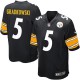 Youth Nike Pittsburgh Steelers &5 Bruce Gradkowski Elite Black Team Color NFL Jersey