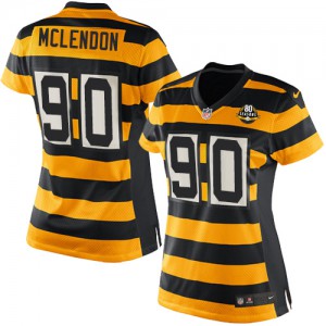 Femmes Nike Pittsburgh Steelers # 90 Steve McLendon Élite jaune/noir alternent 80e anniversaire Throwback NFL Maillot Magasin