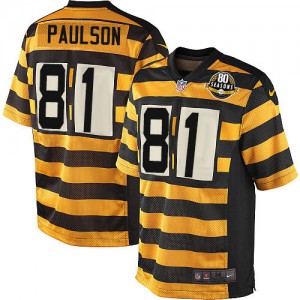 Hommes Nike Pittsburgh Steelers # 81 David Paulson Élite jaune/noir alternent 80e anniversaire Throwback NFL Maillot Magasin Hommes Nike Pittsburgh Steelers # 81 David Paulson Élite jaune/noir alternent 80e anniversaire Throwback NFL Maillot Magasin