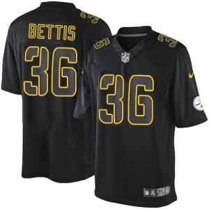 Hommes Nike Pittsburgh Steelers # 36 Jerome Bettis Élite Noir Impact NFL Maillot Magasin