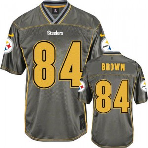 Hommes Nike Pittsburgh Steelers # 84 Antonio brun Élite gris Vapor NFL Maillot Magasin