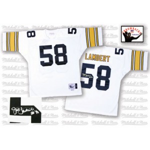 Mitchell et Ness Pittsburgh Steelers # 58 Jack Lambert blanc authentique Throwback dédicacée NFL Maillot Magasin Mitchell et Ness Pittsburgh Steelers # 58 Jack Lambert blanc authentique Throwback dédicacée NFL Maillot Magasin