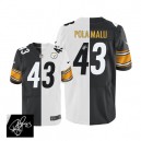 Men Nike Pittsburgh Steelers &43 Troy Polamalu Elite Team/Road Two Tone Autographed NFL Jersey