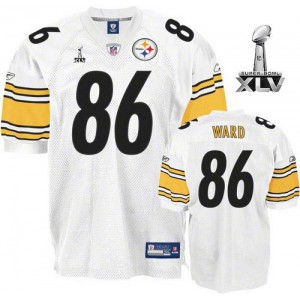 Reebok Pittsburgh Steelers # 86 Hines Ward blanc Super Bowl XLV Throwback authentique NFL maillot