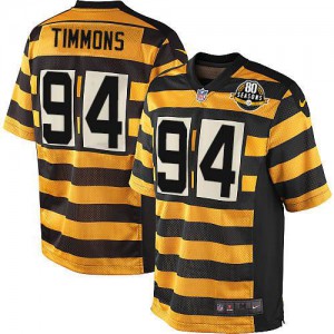 Hommes Nike Pittsburgh Steelers # 94 Lawrence Timmons Élite jaune/noir alternent 80e anniversaire Throwback NFL Maillot Magasin