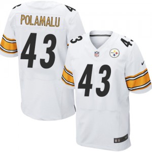 Hommes Nike Pittsburgh Steelers # 43 Troy Polamalu Élite blanc NFL Maillot Magasin